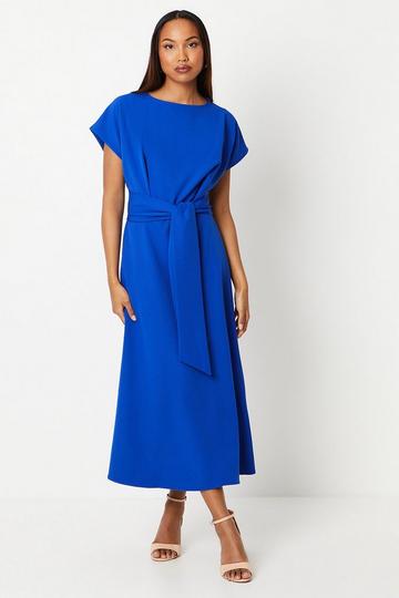 Tie Waist Midi Dress cobalt