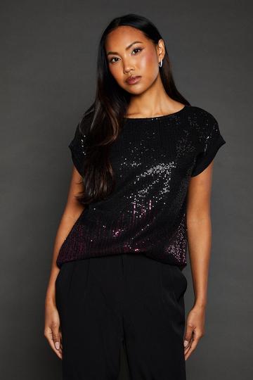 Ombre Sequin T-shirt pink