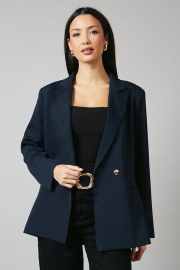 Double Breasted Asymmetric Blazer navy