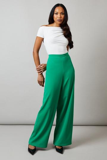 Green RELAXED WIDE LEG FLAT FRONT TROUSER