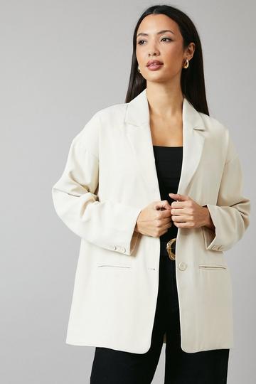 RELAXED LONGLINE SINGLE BREASTED BLAZER ivory