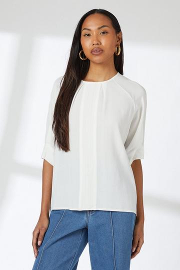 Brogan Stitch Detail Top ivory