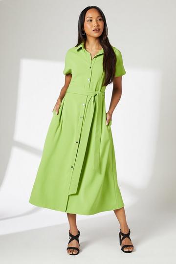 Premium Twill Button Through Shirt Dress lime