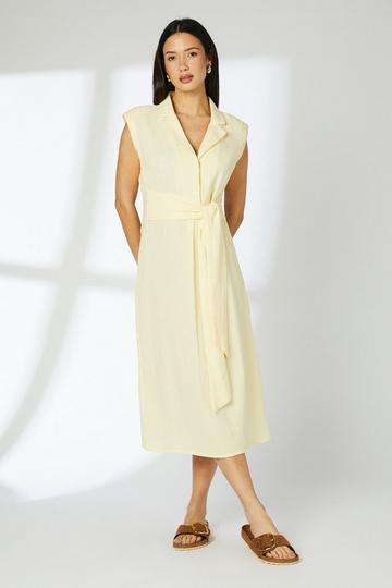 Gauze Tie Front Midi Dress lemon