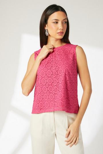 Pink Broderie Swing Shell Top Co Ord