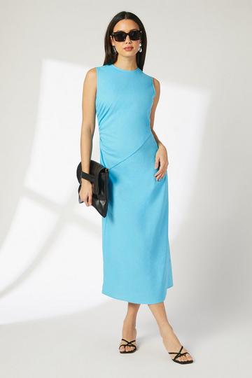 Sleeveless Linen Blend Midi Dress azure