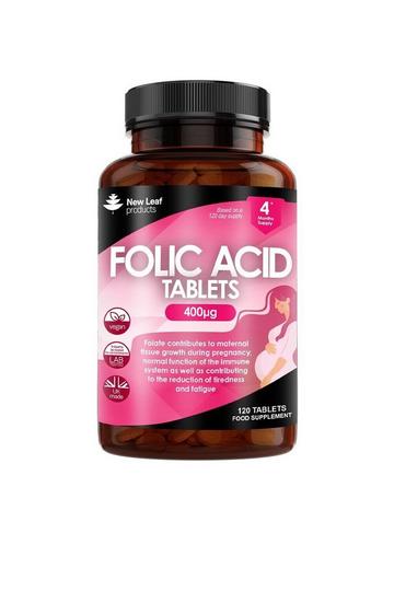 New Leaf Folic Acid Tablets 400mcg - 120 High Strength Pregnancy Vitamins Dusty Pink