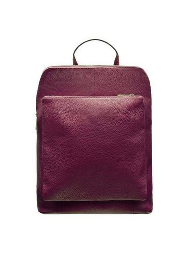 Maroon Soft Pebbled Leather Pocket Backpack | BRXRB Maroon