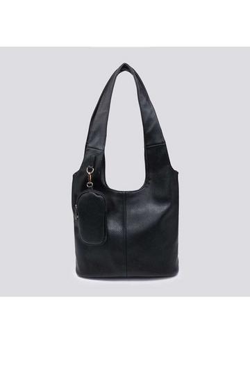 Black Elegant Chic 2-in-1 Shoulder Bag with Detachable Wallet