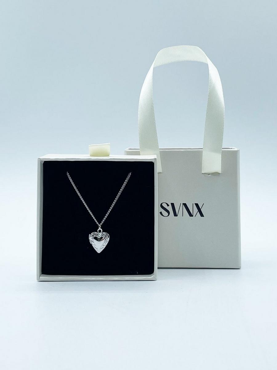Small Heart Locket Necklace in Silver