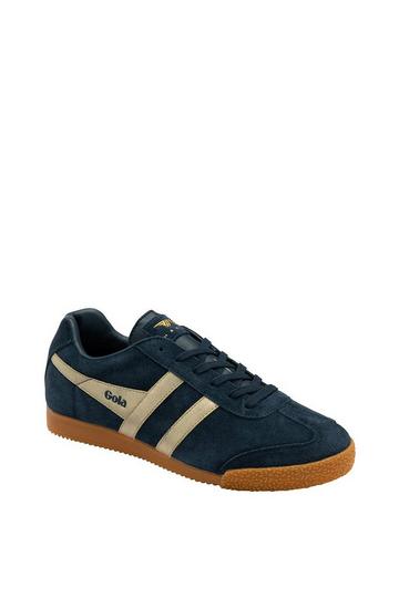 'Harrier Mirror' Suede Lace-Up Trainers Navy