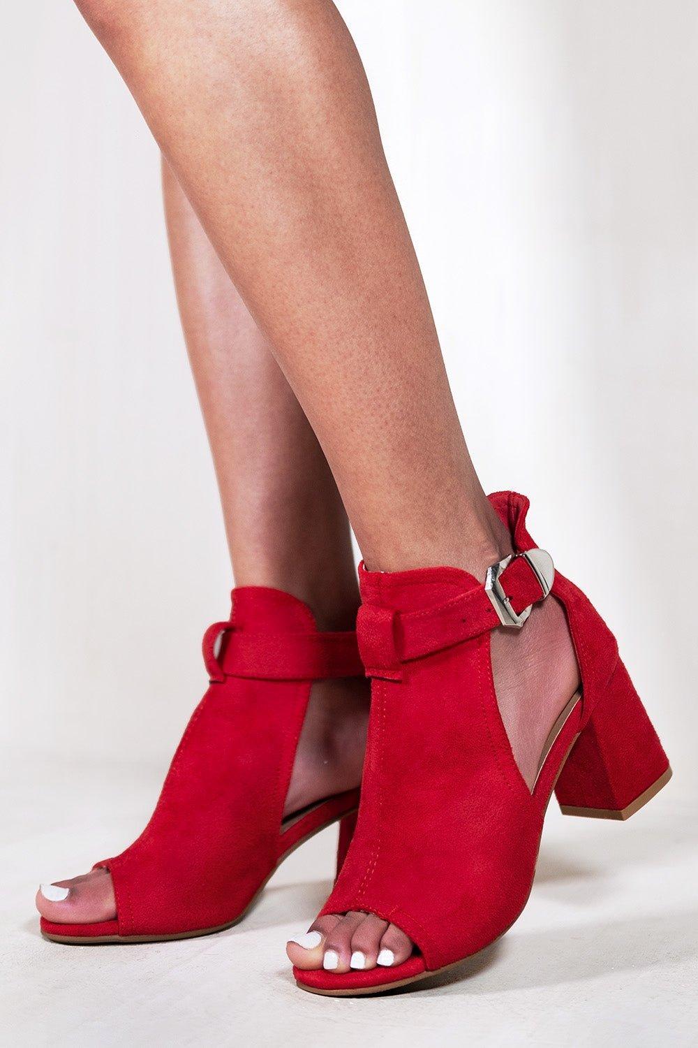 Cheap red block heels hotsell