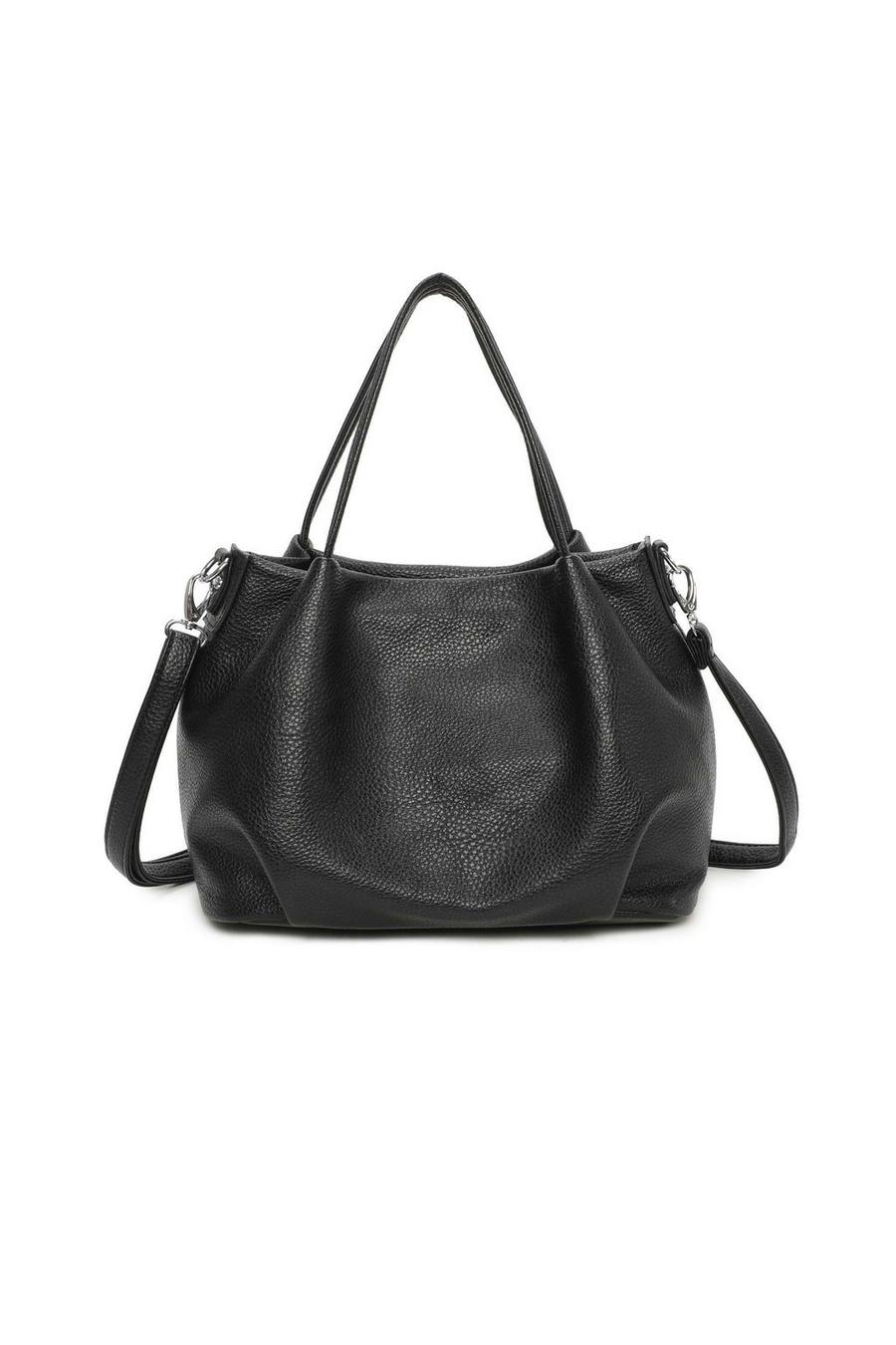 Black Rommy Soft PU Leather Shopper Handbag Shoulder Bag with Long Strap