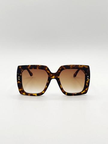 Oversized Square Frame in Brown Tortoiseshell Dark Brown