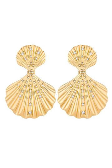 Gold Plated Oversized Shell Earrings Gold