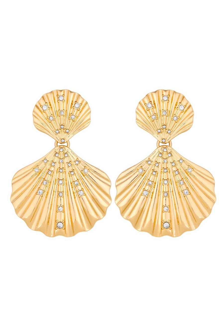 Gold Plated Oversized Shell Earrings image number 1