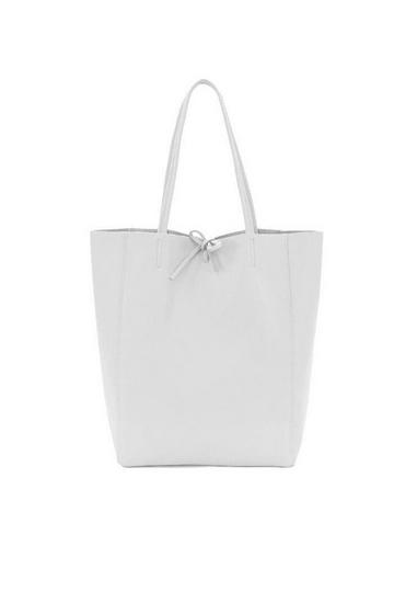 White White Pebbled Leather Tote Shopper | BAEAL