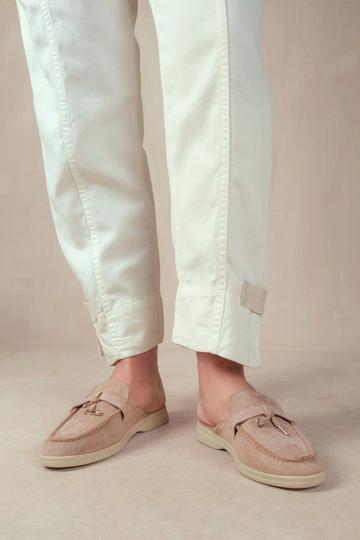 'Twilight' Wide Fit Flat Slip On Loafer With Tassel Detail Khaki