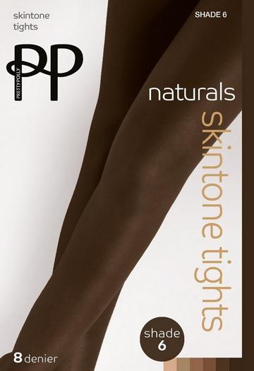 Brown Naturals 8 Denier Skin Tone Tights - Dark Brown