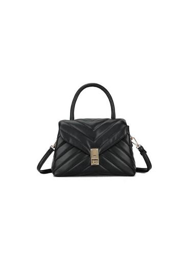 'Auri' Top Handle Bag With Buckle Detail Black