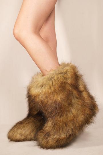 'Malaya' Platform Fluffy Faux Fur Ankle Boots Multi