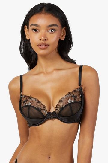 Black Aria and Gold Lace Plunge Bra