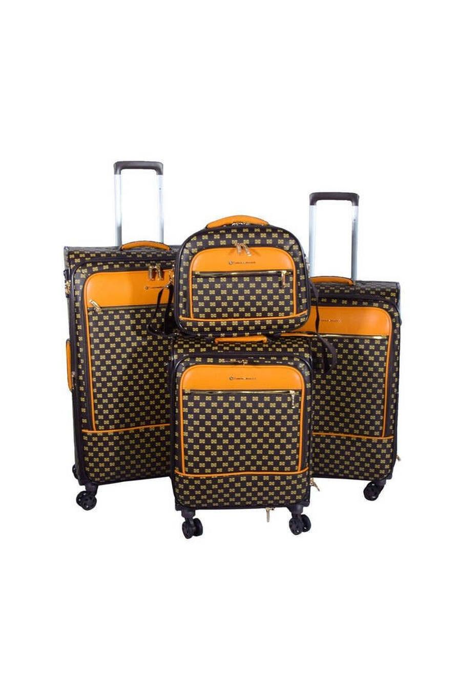 Brown Expandable Travel Luggage Strong Soft Shell Suitcase Set