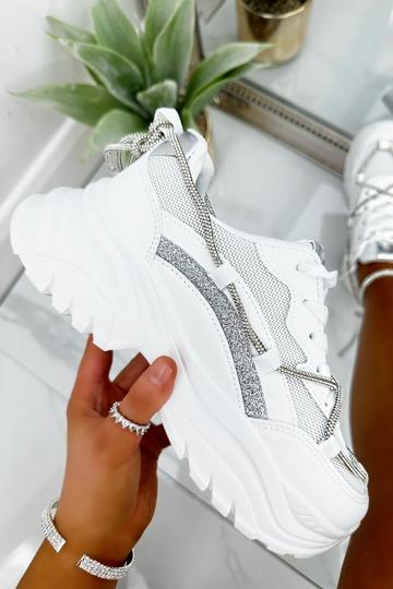 Glitter Dash Chunky Trainers White