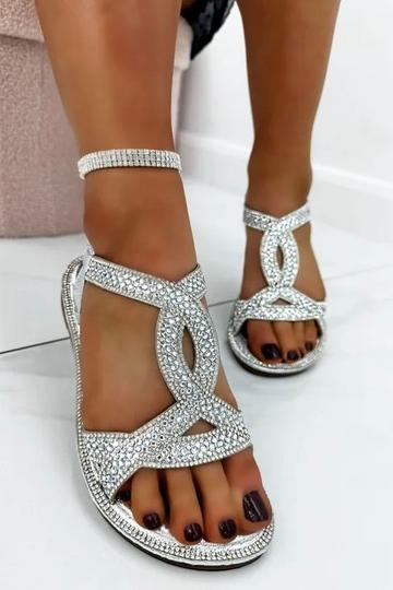 Silver Crystal Gleam Sandals