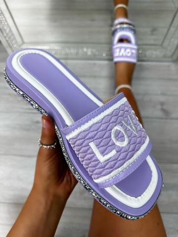 Crystal Trim Love Sliders Lilac