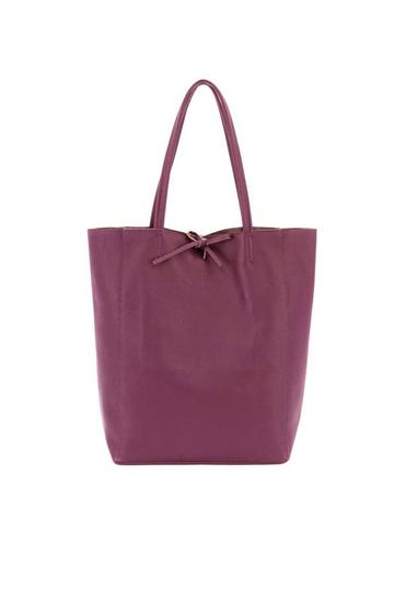 Plum Pebbled Leather Tote Shopper | BRILX Maroon