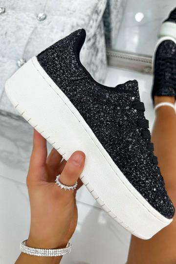 Glitter Encore Wedge Trainers Black