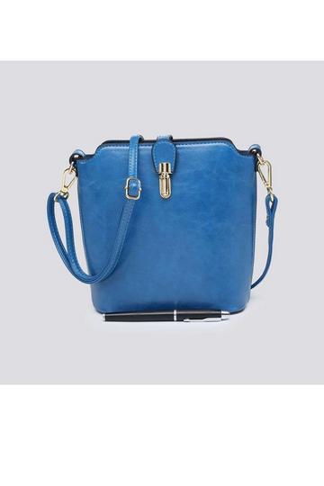 Classic Small Push Bucklet Crossbody Bag Messenger Bag Blue