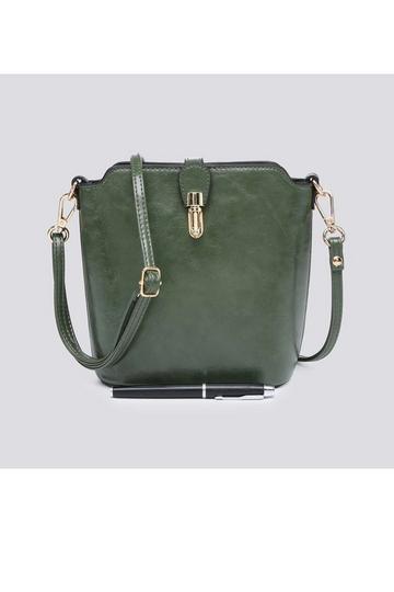 Green Classic Small Push Bucklet Crossbody Bag Messenger Bag