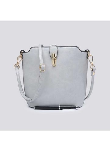 Grey Classic Small Push Bucklet Crossbody Bag Messenger Bag