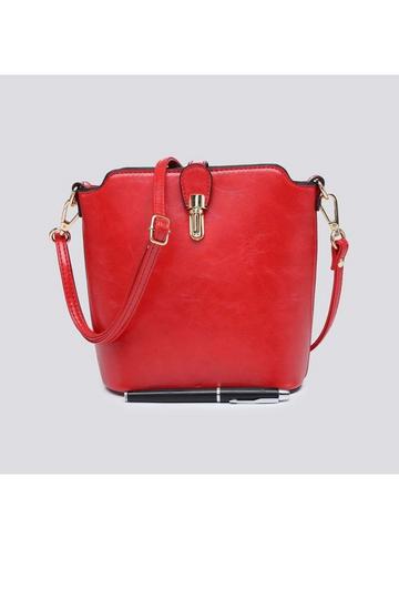 Red Classic Small Push Bucklet Crossbody Bag Messenger Bag