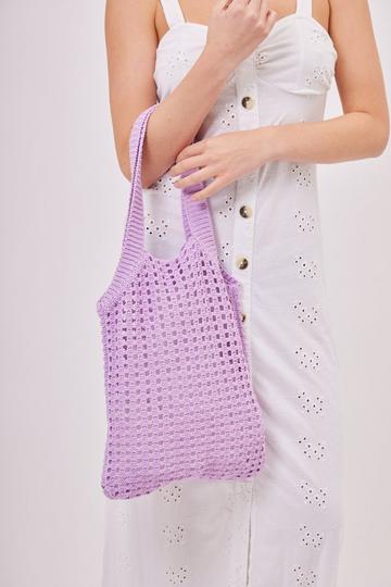 Knitted Crochet Tote Lilac