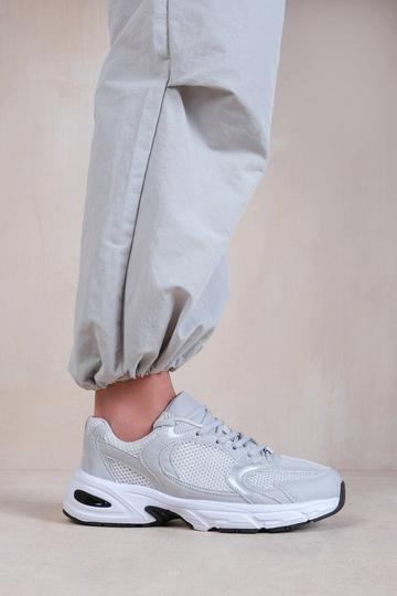 'Echo' Fashion Lace Up Trainers With Mesh Detail Grey