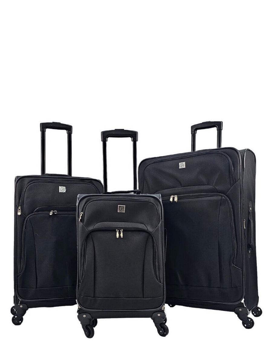 Black Lightweight 4 Wheel Luggage Travel Cases Soft Bags Suitcases