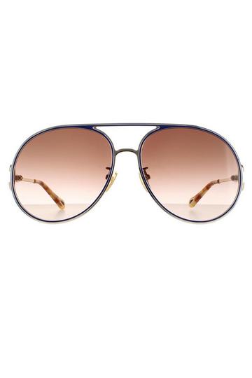 Aviator Gold Blue Brown Gradient CH0145S Sunglasses Gold