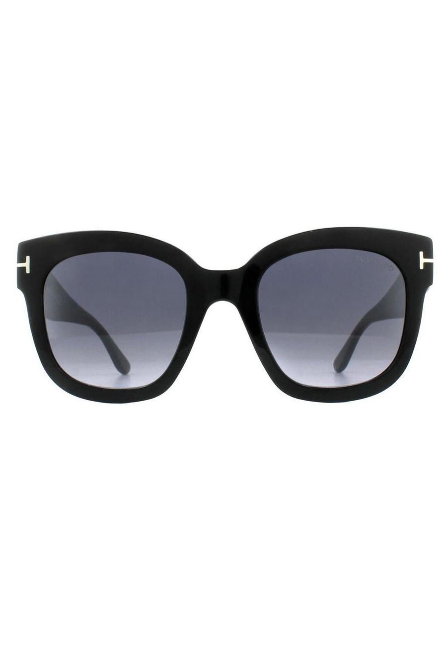 Square Shiny Black Smoke Grey Mirror Sunglasses