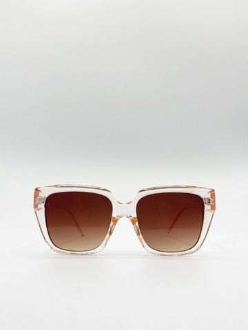 Plastic Frame Oversized Cat Eye Sunglasses Peach