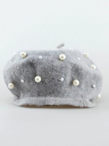 Pearl Embellished Beret Red