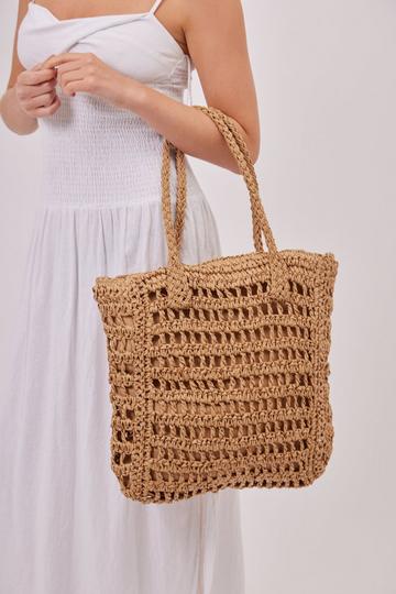 Woven Tote Beach Bag Natural