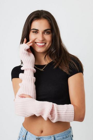 Pink Knitted Arm Warmers