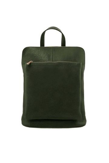 Olive Soft Pebbled Leather Pocket Backpack | BXRXB Olive