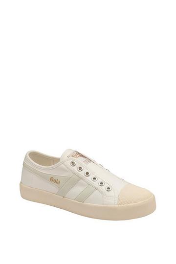 'Coaster Slip' Canvas Lace-Less Trainers Off White