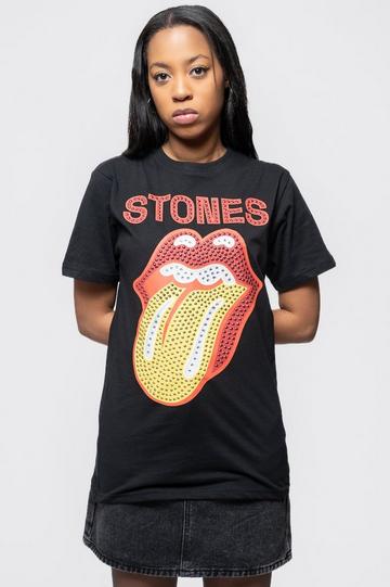 Diamante Tongue Tongue T Shirt Black