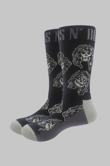 Monochrome Skulls Ankle Socks Black