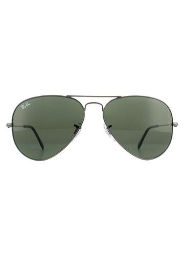 Aviator Gunmetal Green Aviator 3025 Sunglasses Grey